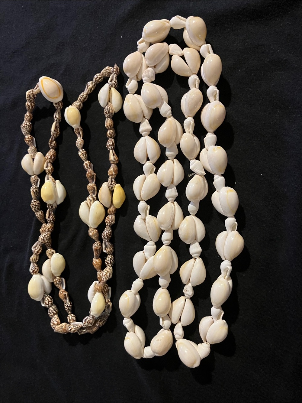 Shell Bead Long Necklaces Set - Cream and Tan